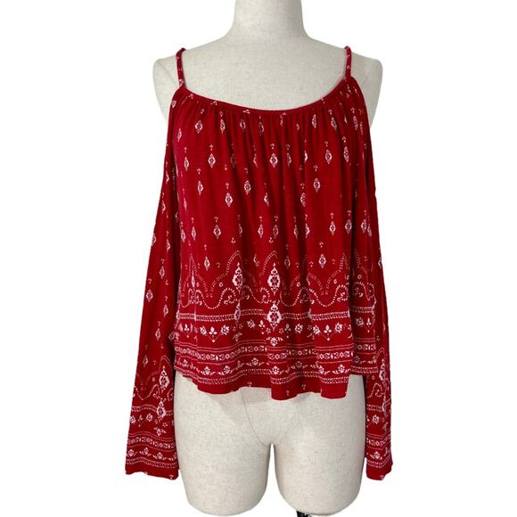 Coachella x H+M off shoulder top, Small boho red bandanna print collaboration - Picture 5 of 9